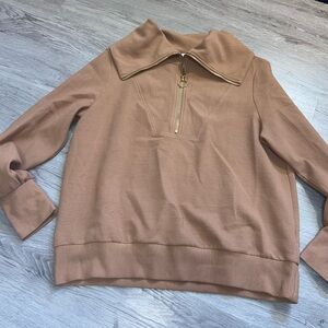 Women's Tan Zip-Up Sweatshirt